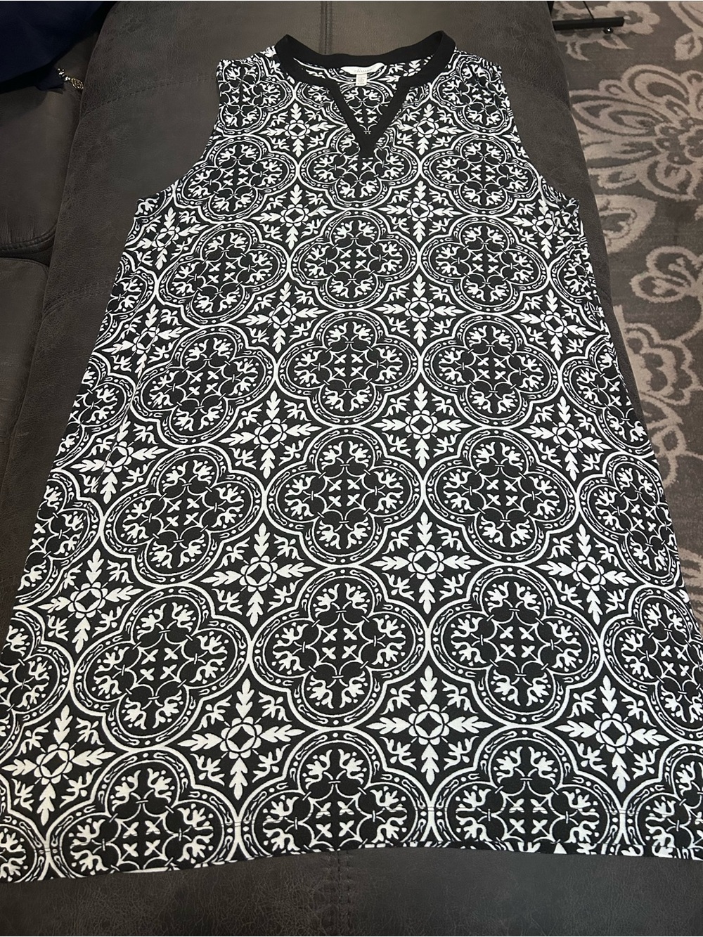 Soma Black and White Sleeveless Patterned Summer Shift Dress